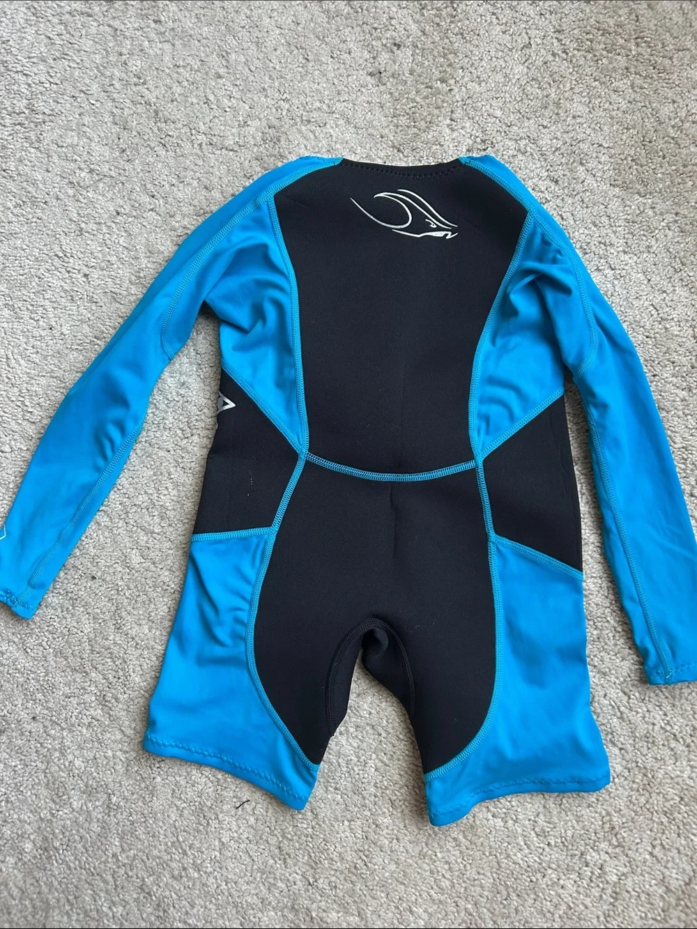 Stingray Kids Black and Bright Blue Long-Sleeve Swim Rashguard